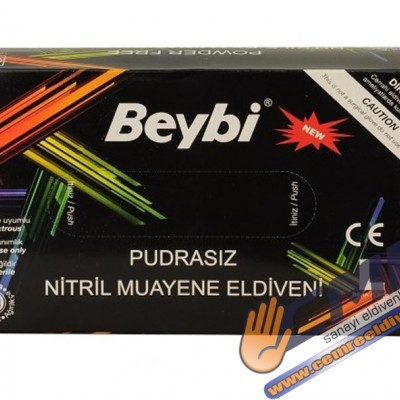 Beybi Siyah Nitril Pudrasız Muayene Eldiveni