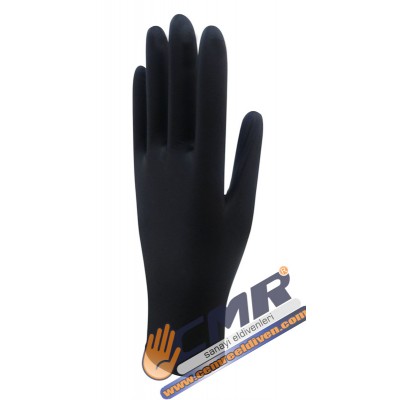 Beybi Siyah Nitril Pudrasız Muayene Eldiveni