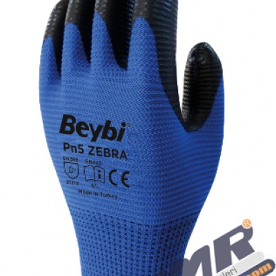 Beybi Pn5 Zebra Nitril Eldiven - Mavi