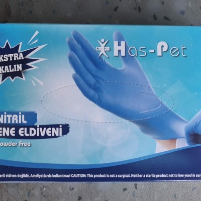 Has-Pet Ekstra kalın Mavi Nitril Eldiven 100'lü Pk