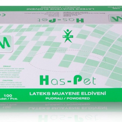 Has-Pet Latex Muayene Eldiveni (Pudralı)